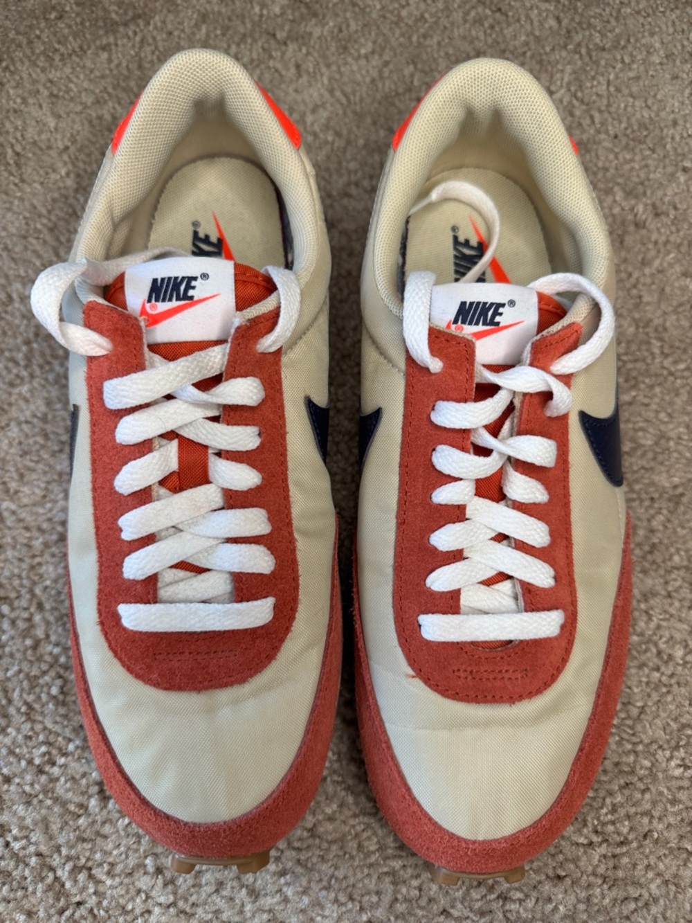 Nike Cream & Rust Suede Low-Top Runners with Navy Swoosh